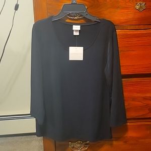 NWT Covington Black 3/4 sleeve polyester/spandex top, Sz M